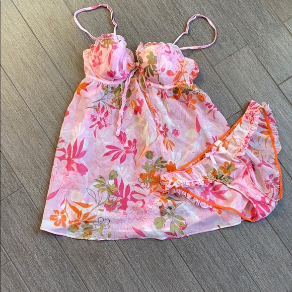 La SENZA Other - LS PNK 2 PC Babydoll Set, M.    *P1051